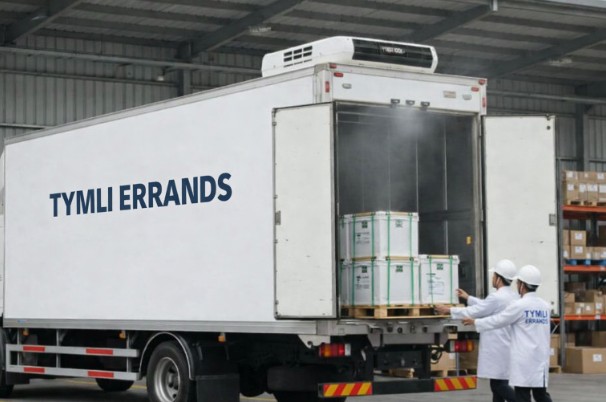 Tymli Errands medical courier refrigerated truck transporting temperature-controlled laboratory and healthcare shipments